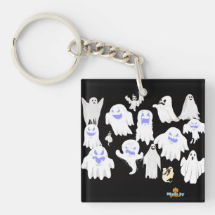 Spooky Cute Ghost Illustration Pattern – Halloween Keychain