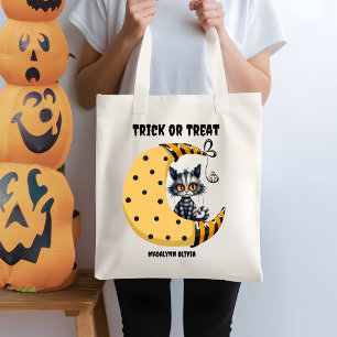 Spooky Cute Ghost Kitten Trick or Treat Tote Bag