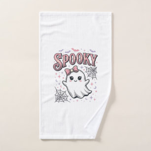 Spooky Cute Ghost Vintage Halloween Shirt Design_1 Hand Towel