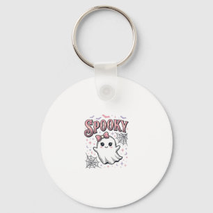 Spooky Cute Ghost Vintage Halloween Shirt Design_1 Keychain