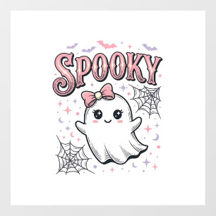 Spooky Cute Ghost Vintage Halloween Shirt Design_1 Window Cling