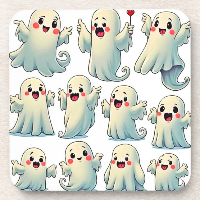 Spooky Cute Ghosts: Hauntingly Fun! Coaster (Front)