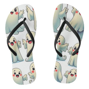 Spooky Cute Ghosts: Hauntingly Fun! Flip Flops