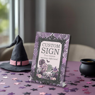 Spooky Cute Gothic purple Custom Pedestal Sign