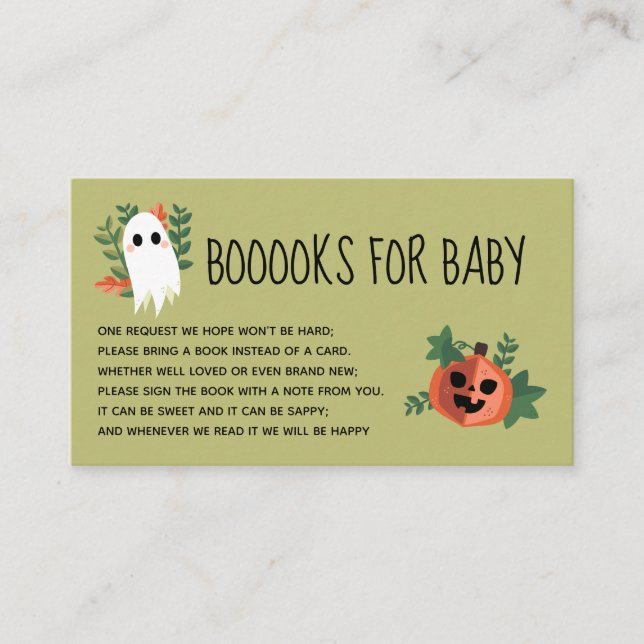Spooky Cute Green Books For Baby Enclosure Card (Front)