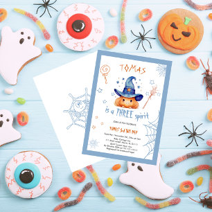 Spooky Cute Halloween 3rd Birthday Boy Invitation 