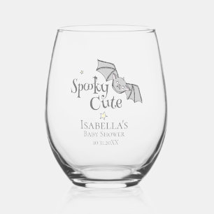 Spooky Cute Halloween Baby Shower Stemless Wine Glass