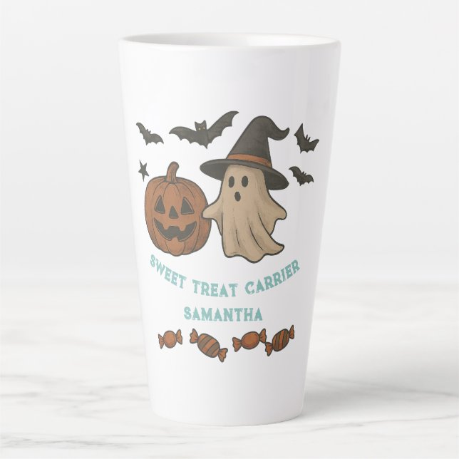 Spooky Cute Halloween – Boos, Bats & Treats -  Latte Mug (Front)