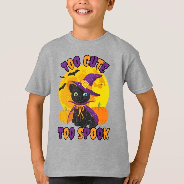 Spooky Cute Halloween Cat Graphic Tee (Front)