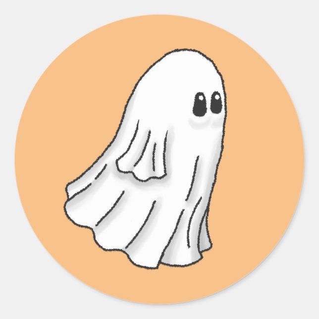 Spooky & Cute Halloween Ghost Classic Round Sticker (Front)