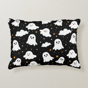 Spooky Cute Halloween Ghost Cloudy Star Sky Accent Pillow