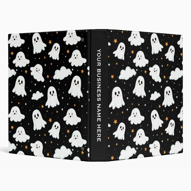 Spooky Cute Halloween Ghost Cloudy Star Sky Binder (Background)