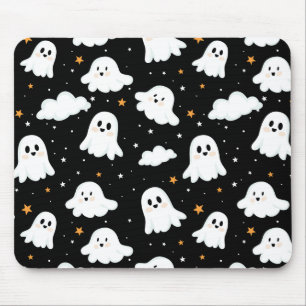 Spooky Cute Halloween Ghost Cloudy Star Sky Mouse Pad