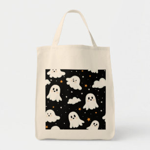 Spooky Cute Halloween Ghost Cloudy Star Sky Tote Bag