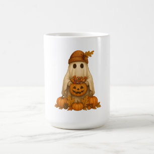 Spooky Cute Halloween Ghost with Pumpkin Candy Coffee Mug