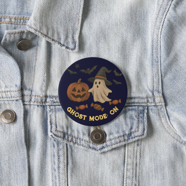 Spooky Cute Halloween – Ghosts, Bats & Candy 3 Inch Round Button (In Situ)