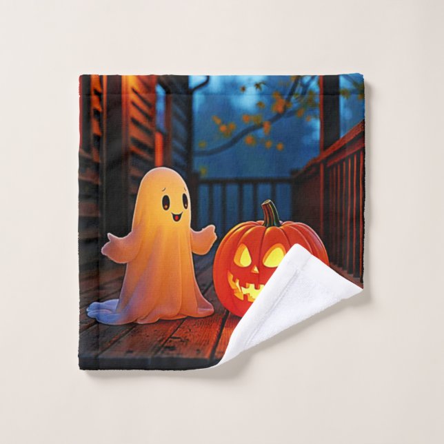 Spooky Cute Halloween Glow Design Bath Towel Set (Wash Cloth)