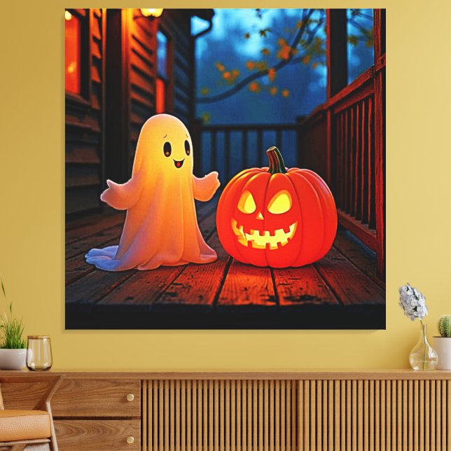 Spooky Cute Halloween Glow Design Canvas Print (Insitu(LivingRoom))