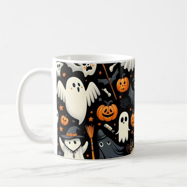 Spooky Cute Halloween Pattern Mug (Left)