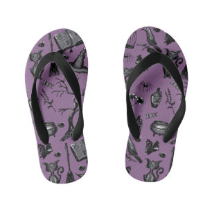 Spooky Cute Halloween Purple Kid's Flip Flops