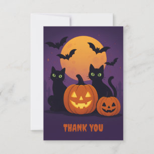 Spooky Cute Halloween Thank You Card – Black Cats 