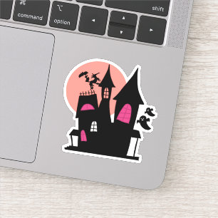 Spooky Cute House Sticker – Soft Ghost Vibes