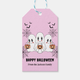 Spooky Cute Kawaii Cartoon Ghost Halloween Party Gift Tags