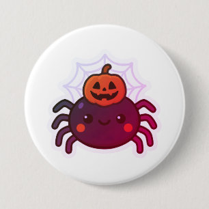 Spooky Cute Kawaii Halloween Spider 3 Inch Round Button