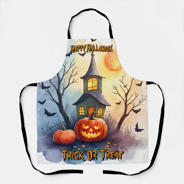 Spooky Cute Modern Halloween Collection Apron (Front)