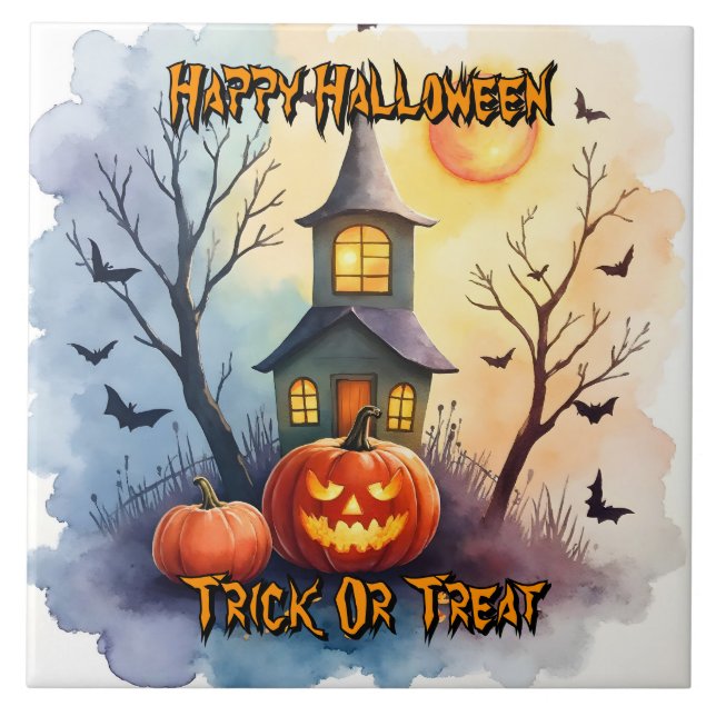 Spooky Cute Modern Halloween Collection Tile (Front)