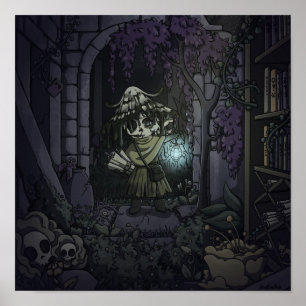 Spooky Cute Mushroom Zombie Exploring Poster