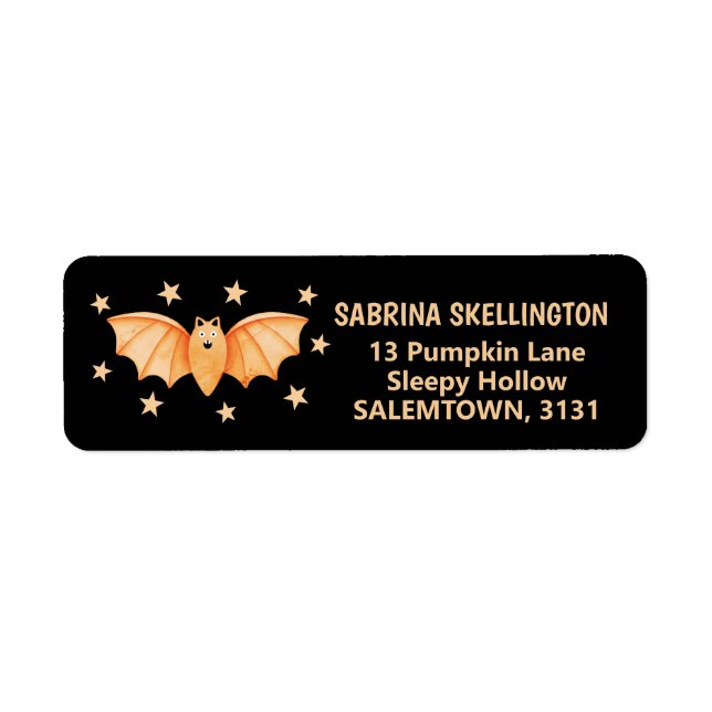 Spooky Cute Pastel Orange Bat with Stars Halloween (Front)