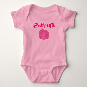 Spooky Cute Pink Halloween Pumpkin Baby Bodysuit