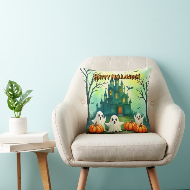 Spooky Cute Popular Halloween Collection Throw Pillow (Chair)