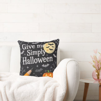 Spooky Cute Pumpkin & Ghost Design Throw Pillow