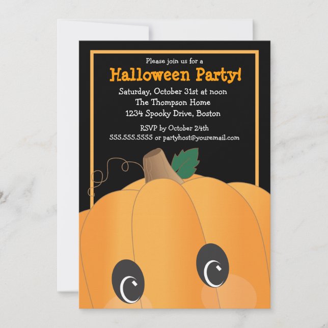 Spooky Cute Pumpkin Head Halloween Party Invitation (Front)