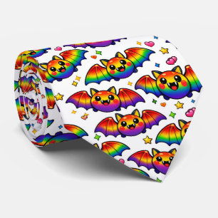🦇🌈 Spooky Cute Rainbow Bats Tie