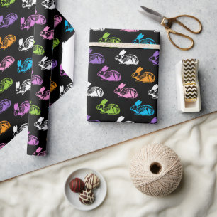 Spooky Cute Skeleton Easter Bunny Pattern Wrapping Paper