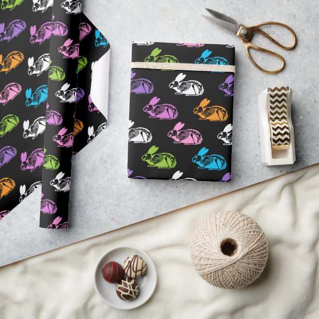 Spooky Cute Skeleton Easter Bunny Pattern Wrapping Paper (Crafts)
