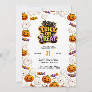 Spooky Cute Trick or Treat Halloween Invitation