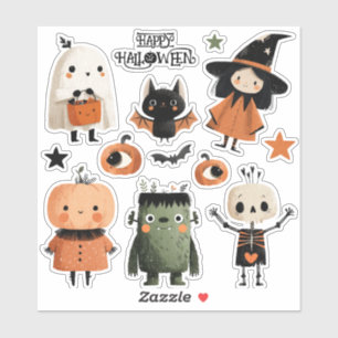 Spooky Cute Watercolor Halloween Monsters Set