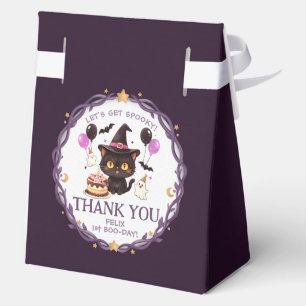 Spooky Cute Witch Black Cat Wizard 1st Birthday Favor Box