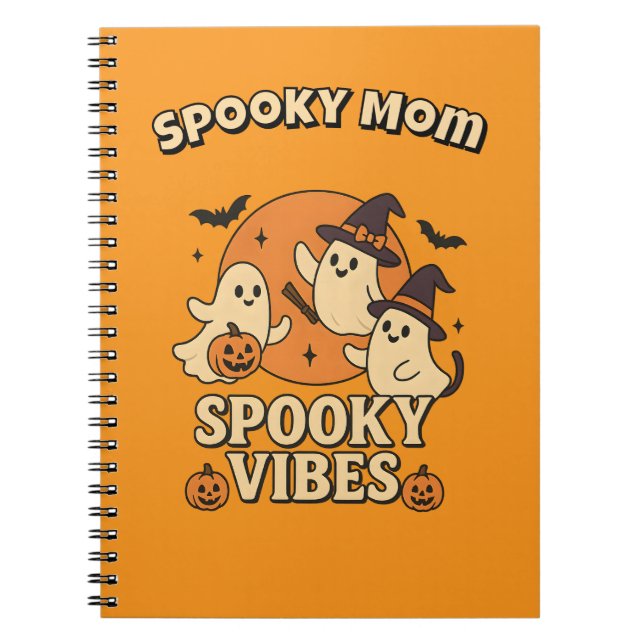 Spooky Cute Witchy Retro Ghosts Halloween Notebook (Front)