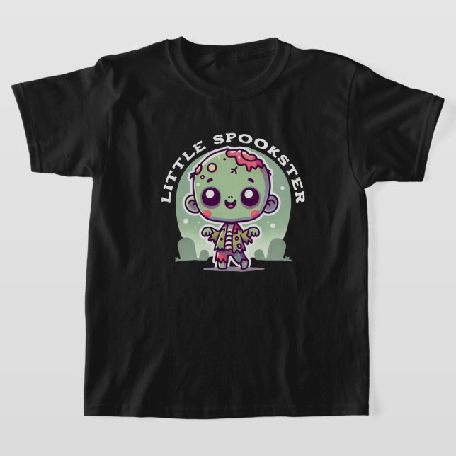 Spooky, Cute Zombie walking in Cemetery, Halloween T-Shirt (Laydown)