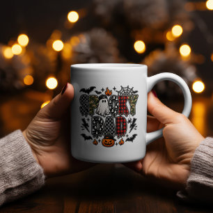 Spooky Dad Halloween Camo Plaid Mixed Patt Coffee Mug