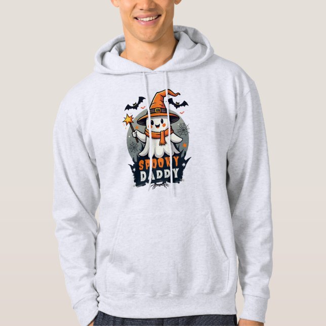 Spooky Daddy Halloween Ghost With Witch Hat  Hoodie (Front)