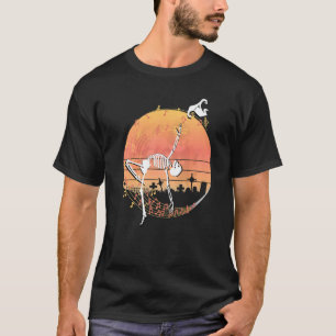 Spooky Dancing Witch Skeleton in a Graveyard T-Shirt