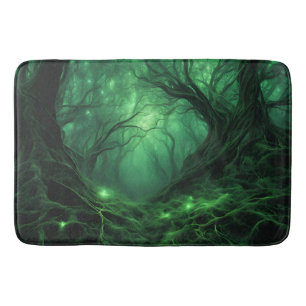 Spooky Dark Green Forest Bath Mat
