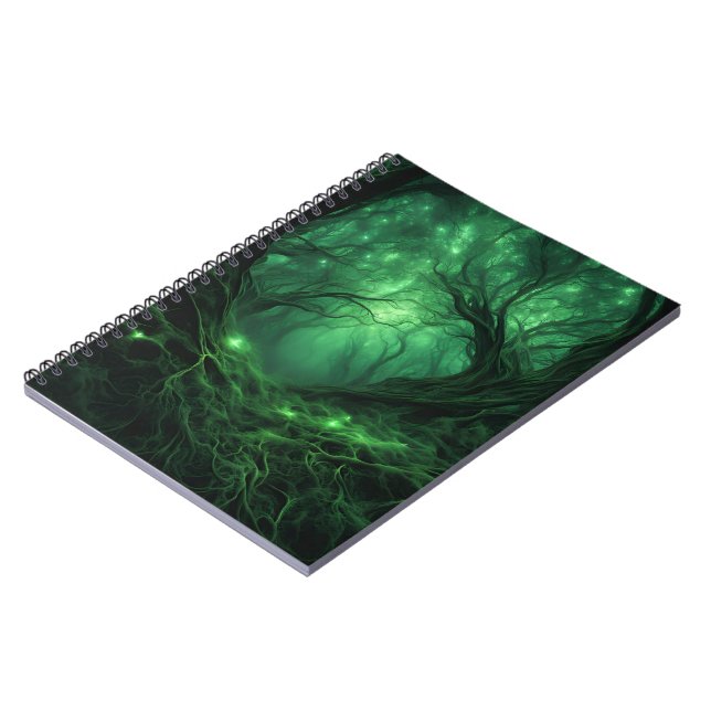 Spooky Dark Green Forest Notebook (Left Side)