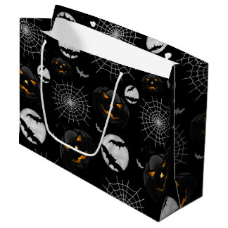 Spooky Dark Halloween Pattern Large Gift Bag